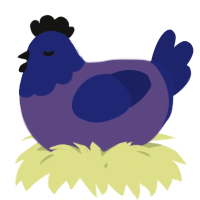 A overcast and navy chicken with a head pattern