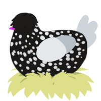 A sable and mist chicken with a speckle pattern