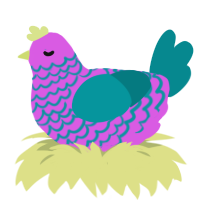 Neon House, a orchid and teal chicken with a lace pattern
