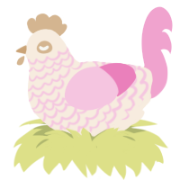 Strawberry Vanilla, a cream and pink chicken with a lace pattern