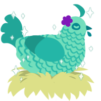 baja blast, a mint and turquoise chicken with a lace pattern