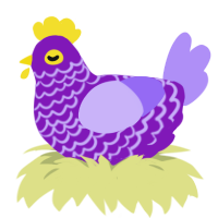Jolly Rancher Grape, a violet and lilac chicken with a lace pattern