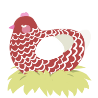 Red Velvet, a red and white chicken with a lace pattern