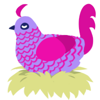 Wavey Davey, a lilac and fuchsia chicken with a lace pattern