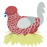 Fourth of July, a red and silver chicken with a lace pattern