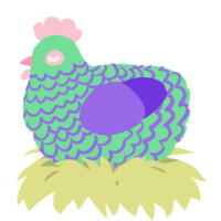 A spring and blurple chicken with a lace pattern