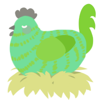 A spring and grass chicken with a bar pattern