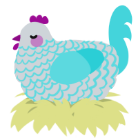 A mist and aqua chicken with a lace pattern