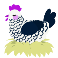 A white and tumblr chicken with a lace pattern