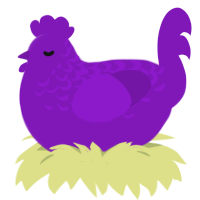 violet, a violet chicken with a half-lace pattern