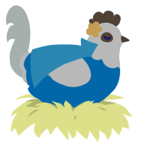 A sapphire and silver chicken with a head pattern