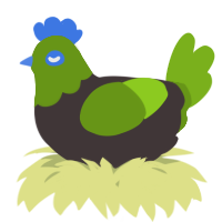 A silver and blurple chicken with a head pattern