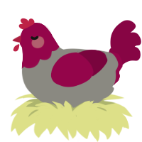 A ash and maroon chicken with a head pattern