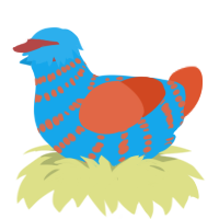 A sky and vermilion chicken with a bar pattern