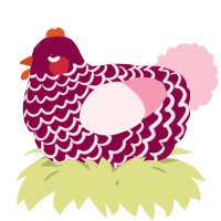 A maroon and rose chicken with a lace pattern