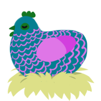 A sea and orchid chicken with a lace pattern