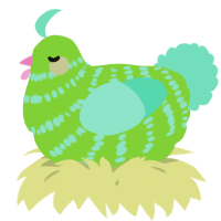 A grass and mint chicken with a bar pattern