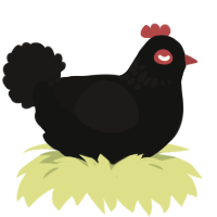 Underworld, a black and sable chicken with a neck-speckle pattern