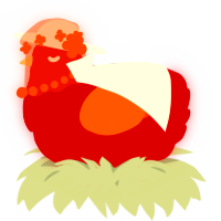 A crimson and vermilion chicken