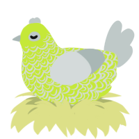 Frosty Greentini, a lime and silver chicken with a double-lace pattern