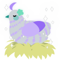 A mist and lilac chicken with a bar pattern