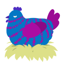 A sapphire and plum chicken with a bar pattern