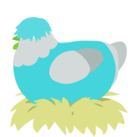 A aqua and silver chicken with a head pattern