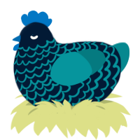 A tumblr and teal chicken with a lace pattern