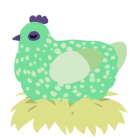 A spring and gluppy chicken with a speckle pattern