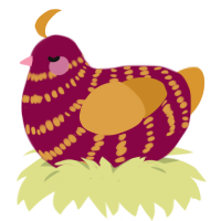 mulled berry wine, a maroon and orange chicken with a bar pattern