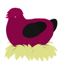 A maroon and black chicken