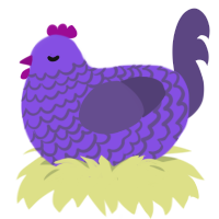 A blurple and overcast chicken with a lace pattern