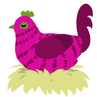 A fuchsia and wine chicken with a bar pattern