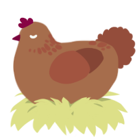 A brown and russet chicken with a neck-speckle pattern