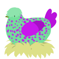 A spring and amethyst chicken with a speckle pattern