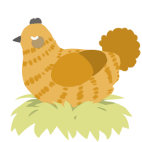 A honey and ochre chicken with a bar pattern
