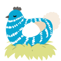 A cerulean and cream chicken with a bar pattern