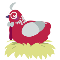 Candy Cane, a crimson and silver chicken with a neck-speckle pattern