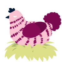 A rose and wine chicken with a bar pattern
