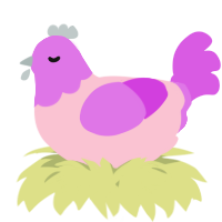 A rose and orchid chicken with a head pattern