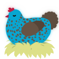 A cerulean and bark chicken with a speckle pattern