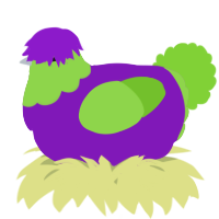 A violet and grass chicken with a head pattern