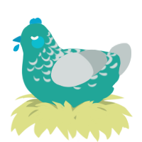 A turquoise and silver chicken with a half-lace pattern