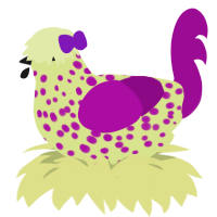 ノンバイ二ー, a lemon and plum chicken with a speckle pattern