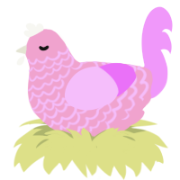 Cupcake, a pink and lavender chicken with a lace pattern