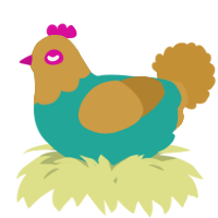 A turquoise and gold chicken with a head pattern
