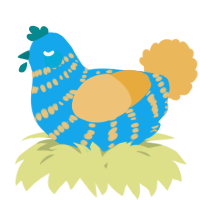 A sky and honey chicken with a bar pattern