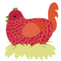 Rotten Apple, a crimson and vermilion chicken with a lace pattern