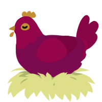 A wine and maroon chicken with a head pattern
