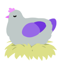 A silver and blurple chicken